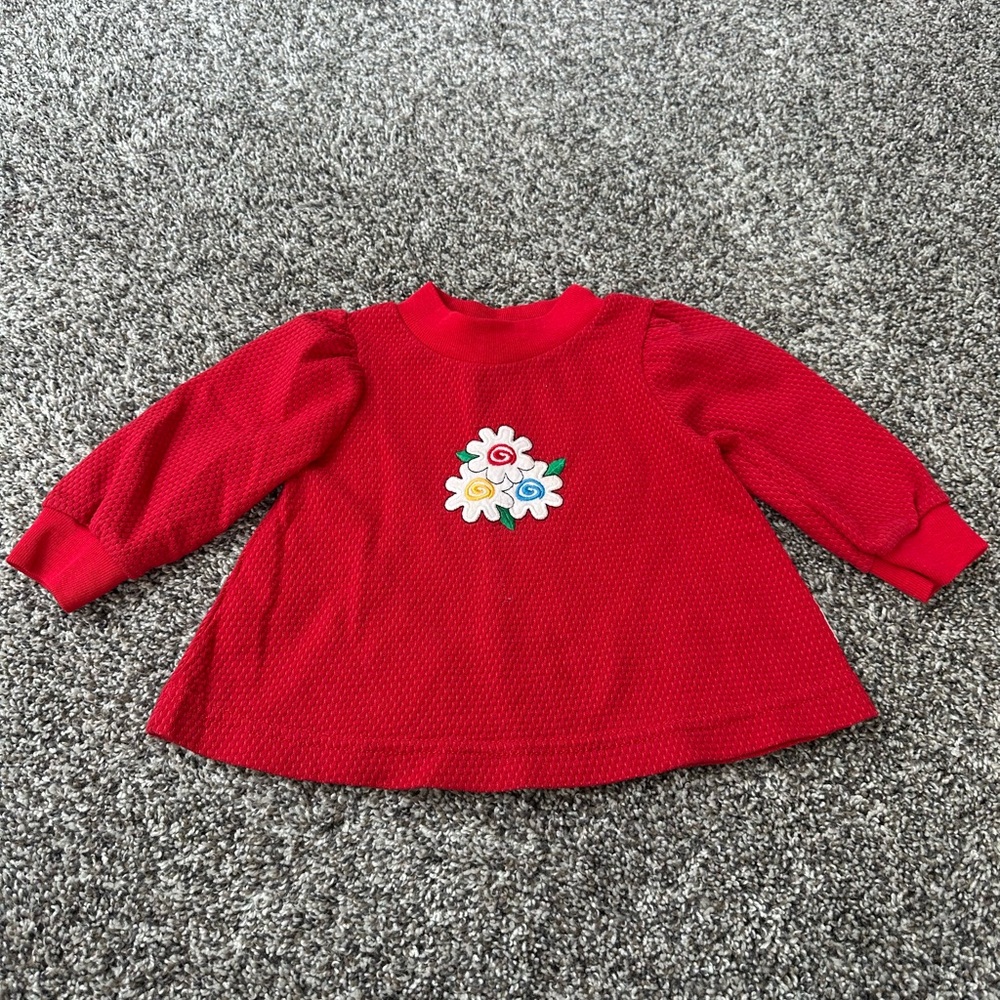 Vintage Healthtex baby red long sleeve top size 12 months